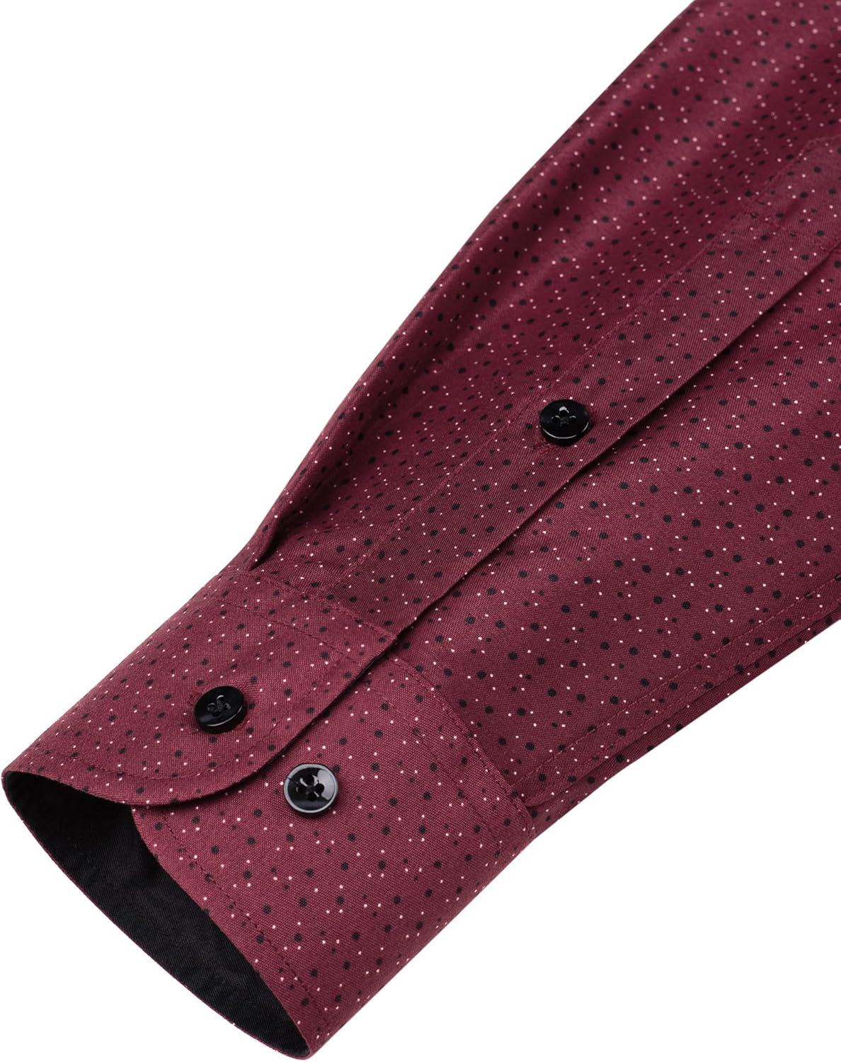 imageJVER Mens Printed Dress Shirts Casual Long Sleeve Stylish Button Down ShirtAburgundyprinted