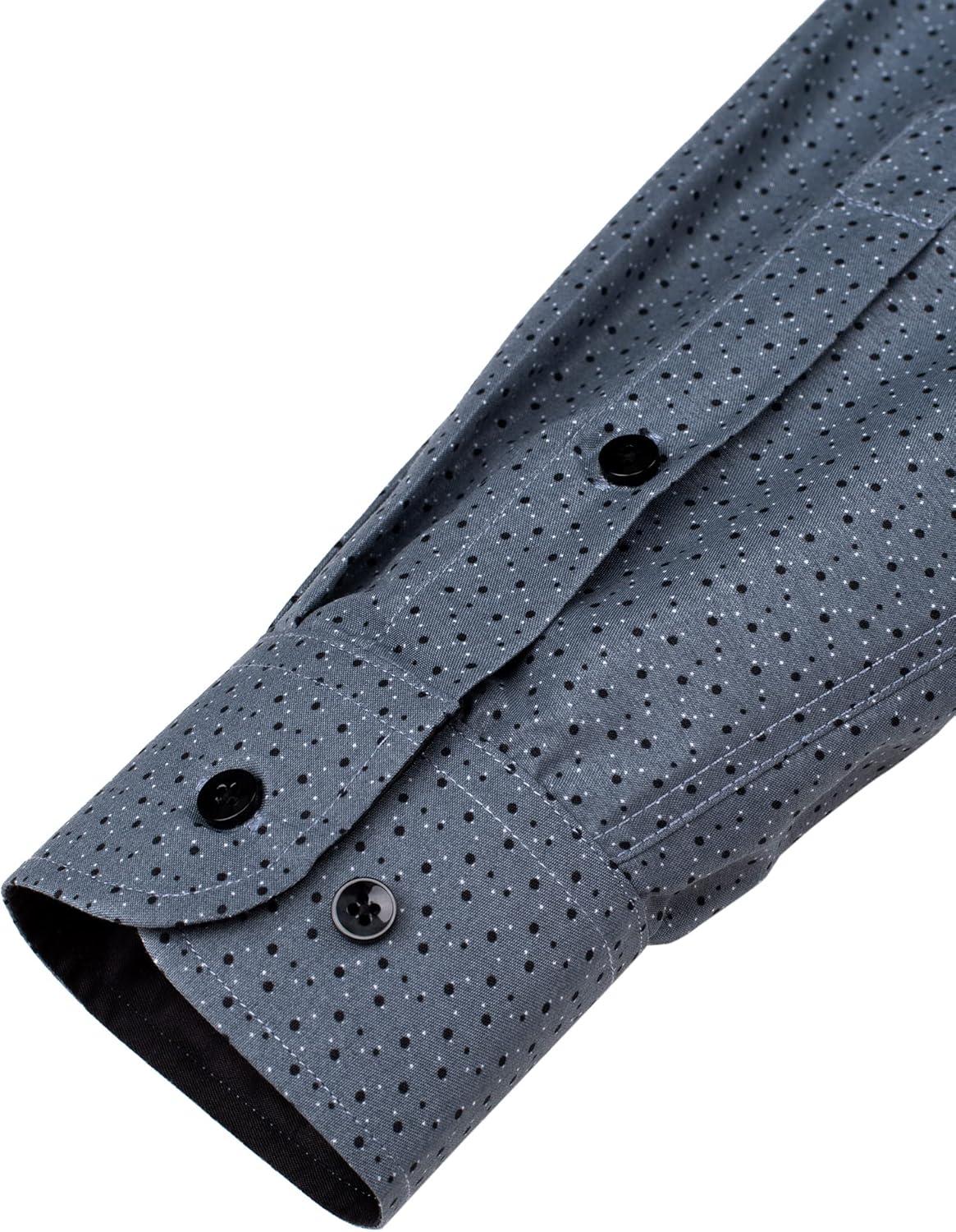 imageJVER Mens Printed Dress Shirts Casual Long Sleeve Stylish Button Down ShirtAgrey Blueprinted