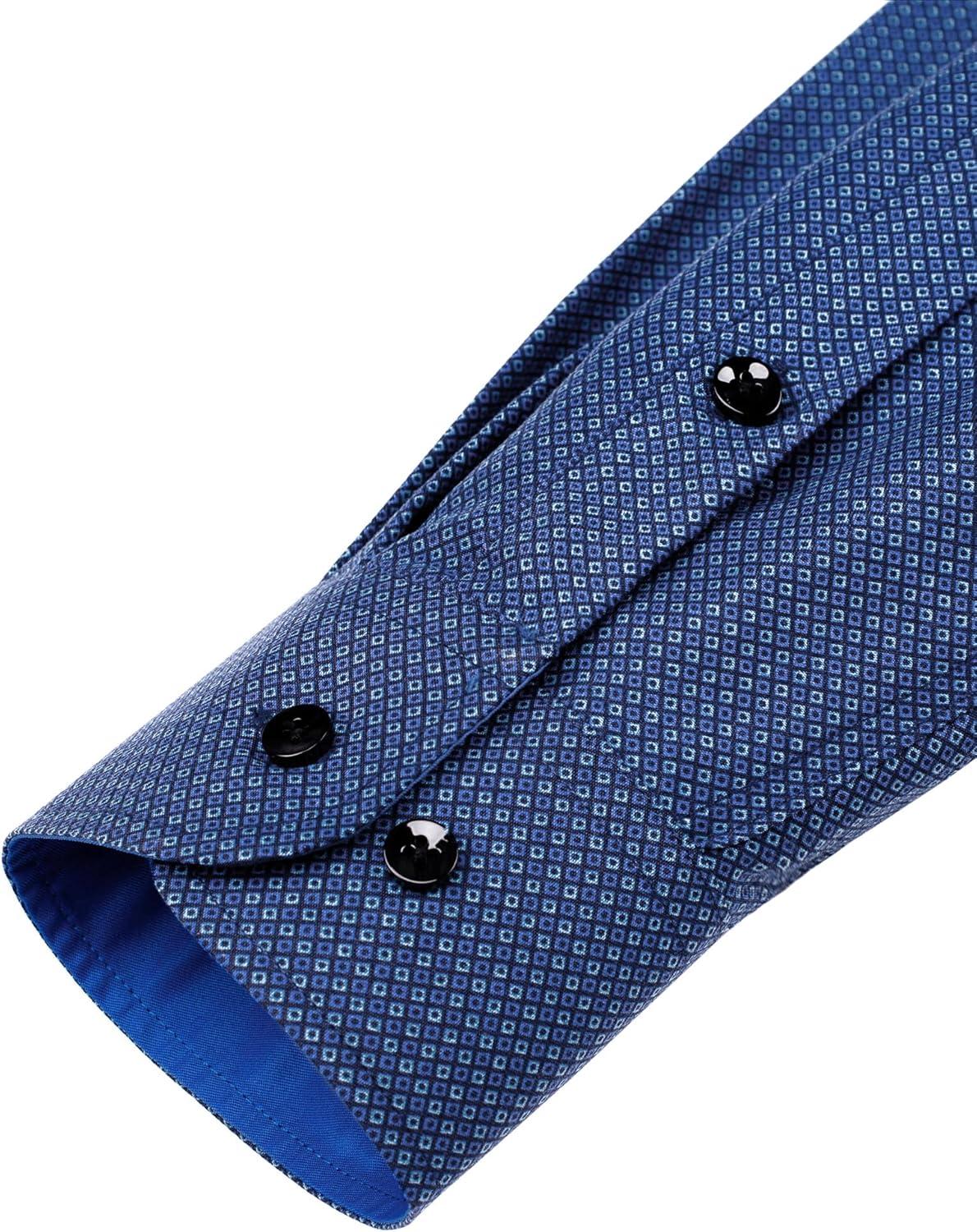 imageJVER Mens Printed Dress Shirts Casual Long Sleeve Stylish Button Down ShirtBlueprinted