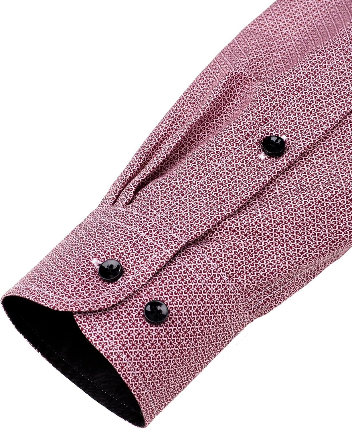 imageJVER Mens Printed Dress Shirts Casual Long Sleeve Stylish Button Down ShirtFuchsiaprinted