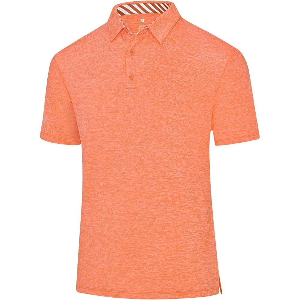 imageMens Golf Polo Shirts Quick Dry Moisture Wicking Performance Stretch Short Sleeve Shirt Athletic WrinkleFree Summer Tops