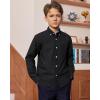 J.VER Boy’s Long Sleeve Oxford Dress Shirts Solid Casual Button Down Collar Shirt Kids Formal Uniform Tops(Black)