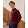 J.VER Boy’s Long Sleeve Oxford Dress Shirts Solid Casual Button Down Collar Shirt Kids Formal Uniform Tops(Burgundy)