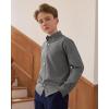 J.VER Boy’s Long Sleeve Oxford Dress Shirts Solid Casual Button Down Collar Shirt Kids Formal Uniform Tops(Grey)