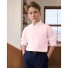 J.VER Boy’s Long Sleeve Oxford Dress Shirts Solid Casual Button Down Collar Shirt Kids Formal Uniform Tops(Light Pink)