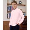 J.VER Boy’s Long Sleeve Oxford Dress Shirts Solid Casual Button Down Collar Shirt Kids Formal Uniform Tops(Light Pink)