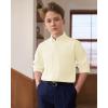 J.VER Boy’s Long Sleeve Oxford Dress Shirts Solid Casual Button Down Collar Shirt Kids Formal Uniform Tops(Yellow)