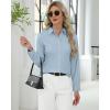 J.VER Button Down Shirts for Women Stretch Collared Cotton Long Sleeve Dress Shirt Business Casual Blouse for Work(Airy Blue)