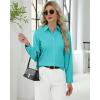 J.VER Button Down Shirts for Women Stretch Collared Cotton Long Sleeve Dress Shirt Business Casual Blouse for Work(Aqua Blue)