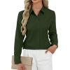 J.VER Button Down Shirts for Women Stretch Collared Cotton Long Sleeve Dress Shirt Business Casual Blouse for Work(Army Green)