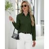 J.VER Button Down Shirts for Women Stretch Collared Cotton Long Sleeve Dress Shirt Business Casual Blouse for Work(Army Green)
