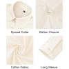 J.VER Button Down Shirts for Women Stretch Collared Cotton Long Sleeve Dress Shirt Business Casual Blouse for Work(Beige)