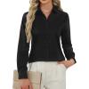 J.VER Button Down Shirts for Women Stretch Collared Cotton Long Sleeve Dress Shirt Business Casual Blouse for Work(Black)