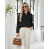J.VER Button Down Shirts for Women Stretch Collared Cotton Long Sleeve Dress Shirt Business Casual Blouse for Work(Black)