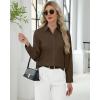 J.VER Button Down Shirts for Women Stretch Collared Cotton Long Sleeve Dress Shirt Business Casual Blouse for Work(Brown)