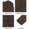 J.VER Button Down Shirts for Women Stretch Collared Cotton Long Sleeve Dress Shirt Business Casual Blouse for Work(Brown)