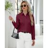 J.VER Button Down Shirts for Women Stretch Collared Cotton Long Sleeve Dress Shirt Business Casual Blouse for Work(Burgundy)