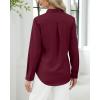 J.VER Button Down Shirts for Women Stretch Collared Cotton Long Sleeve Dress Shirt Business Casual Blouse for Work(Burgundy)