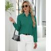 J.VER Button Down Shirts for Women Stretch Collared Cotton Long Sleeve Dress Shirt Business Casual Blouse for Work(Dark Green)