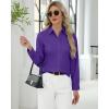 J.VER Button Down Shirts for Women Stretch Collared Cotton Long Sleeve Dress Shirt Business Casual Blouse for Work(Dark Purple)