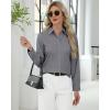 J.VER Button Down Shirts for Women Stretch Collared Cotton Long Sleeve Dress Shirt Business Casual Blouse for Work(Grey)