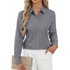 J.VER Button Down Shirts for Women Stretch Collared Cotton Long Sleeve Dress Shirt Business Casual Blouse for Work(Grey)