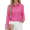 J.VER Button Down Shirts for Women Stretch Collared Cotton Long Sleeve Dress Shirt Business Casual Blouse for Work(Hot Pink)