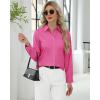 J.VER Button Down Shirts for Women Stretch Collared Cotton Long Sleeve Dress Shirt Business Casual Blouse for Work(Hot Pink)