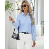 J.VER Button Down Shirts for Women Stretch Collared Cotton Long Sleeve Dress Shirt Business Casual Blouse for Work(Light Blue)