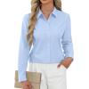 J.VER Button Down Shirts for Women Stretch Collared Cotton Long Sleeve Dress Shirt Business Casual Blouse for Work(Light Blue)