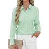 J.VER Button Down Shirts for Women Stretch Collared Cotton Long Sleeve Dress Shirt Business Casual Blouse for Work(Light Green)