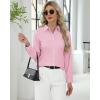 J.VER Button Down Shirts for Women Stretch Collared Cotton Long Sleeve Dress Shirt Business Casual Blouse for Work(Light Pink)