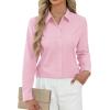 J.VER Button Down Shirts for Women Stretch Collared Cotton Long Sleeve Dress Shirt Business Casual Blouse for Work(Light Pink)