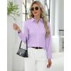 J.VER Button Down Shirts for Women Stretch Collared Cotton Long Sleeve Dress Shirt Business Casual Blouse for Work(Light Purple)