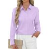 J.VER Button Down Shirts for Women Stretch Collared Cotton Long Sleeve Dress Shirt Business Casual Blouse for Work(Light Purple)