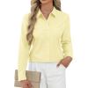 J.VER Button Down Shirts for Women Stretch Collared Cotton Long Sleeve Dress Shirt Business Casual Blouse for Work(Light Yellow)