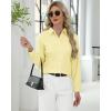 J.VER Button Down Shirts for Women Stretch Collared Cotton Long Sleeve Dress Shirt Business Casual Blouse for Work(Light Yellow)