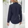 J.VER Button Down Shirts for Women Stretch Collared Cotton Long Sleeve Dress Shirt Business Casual Blouse for Work(Navy Blue)