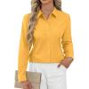 J.VER Button Down Shirts for Women Stretch Collared Cotton Long Sleeve Dress Shirt Business Casual Blouse for Work(Orange)