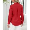 J.VER Button Down Shirts for Women Stretch Collared Cotton Long Sleeve Dress Shirt Business Casual Blouse for Work(Red)
