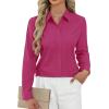J.VER Button Down Shirts for Women Stretch Collared Cotton Long Sleeve Dress Shirt Business Casual Blouse for Work(Rose Red)