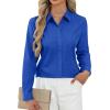 J.VER Button Down Shirts for Women Stretch Collared Cotton Long Sleeve Dress Shirt Business Casual Blouse for Work(Royal Blue)