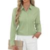 J.VER Button Down Shirts for Women Stretch Collared Cotton Long Sleeve Dress Shirt Business Casual Blouse for Work(Sage Green)