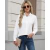 J.VER Button Down Shirts for Women Stretch Collared Cotton Long Sleeve Dress Shirt Business Casual Blouse for Work(White)