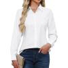 J.VER Button Down Shirts for Women Stretch Collared Cotton Long Sleeve Dress Shirt Business Casual Blouse for Work(White)
