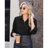 J.VER Button Down Shirts for Women Wrinkle Free Long Sleeve Dress Shirt Business Casual Work Blouse with Pocket(Black)