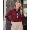 J.VER Button Down Shirts for Women Wrinkle Free Long Sleeve Dress Shirt Business Casual Work Blouse with Pocket(Burgundy)