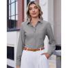 J.VER Button Down Shirts for Women Wrinkle Free Long Sleeve Dress Shirt Business Casual Work Blouse with Pocket(Grey)