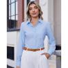J.VER Button Down Shirts for Women Wrinkle Free Long Sleeve Dress Shirt Business Casual Work Blouse with Pocket(Light Blue)