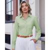 J.VER Button Down Shirts for Women Wrinkle Free Long Sleeve Dress Shirt Business Casual Work Blouse with Pocket(Light Green)